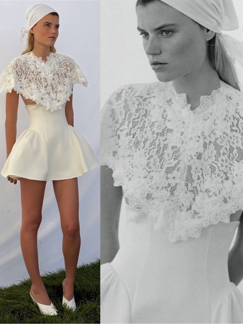 HELSA Mademoiselle Lace Overlay Mini Dress Ivory White NEW with tags - Picture 2 of 13